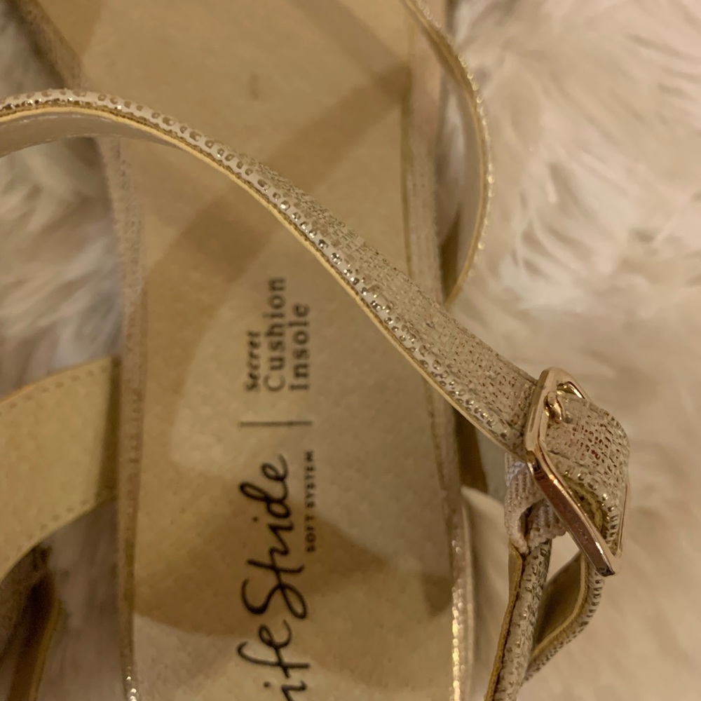 Life Stride Shimmery Gold Ankle-Strap Sandals - Picture 3 of 3
